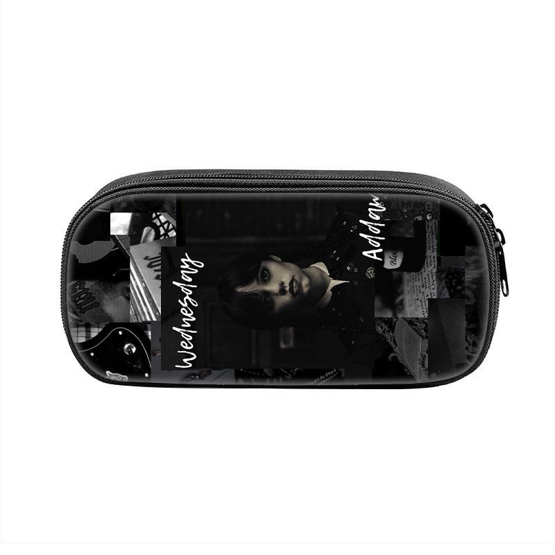 Wednesday Addams Pencil Case Oxford Material With Circular Design For Students And Collectors