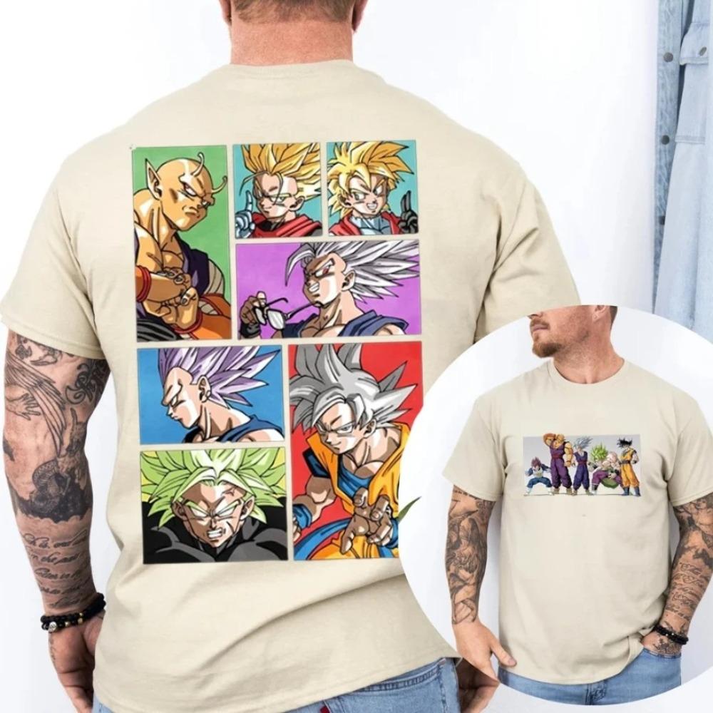 Dragon Ball Z/Super Character Collage Vintage Beige T-Shirt | Classic Shonen Anime Fan Unisex Casual Tee 4XL
