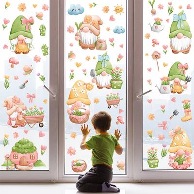 Blumen Tulpen Schmetterlinge Kolibris Haus Wohnzimmer Dekoration Doppelseitige Adsorptions Glas Fensteraufkleber