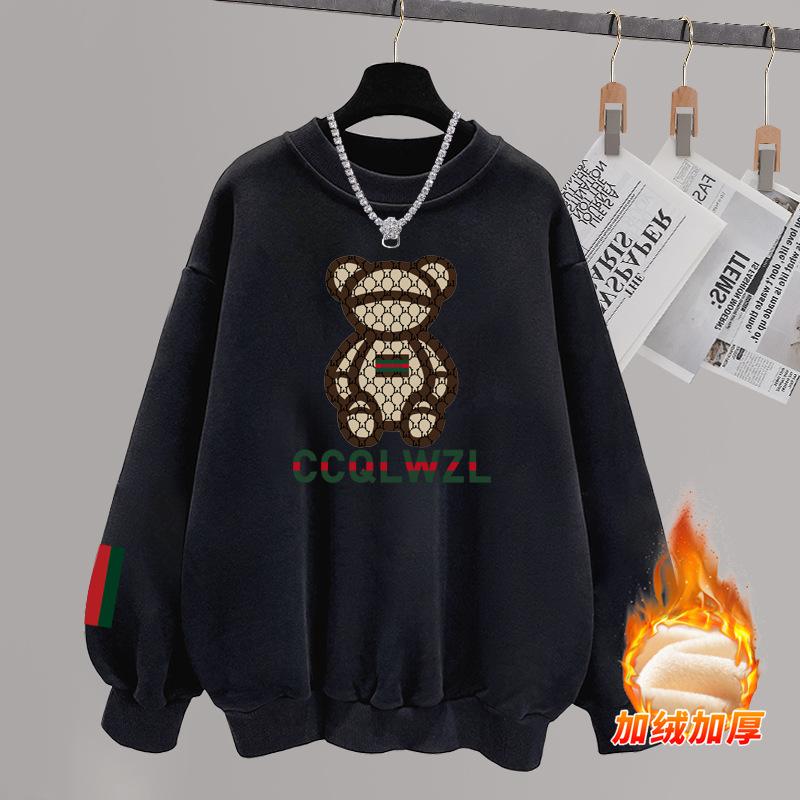 Spring, autumn and winter new velvet thickened hoodless cotton sweater women's loose long-sleeved thin coat ins