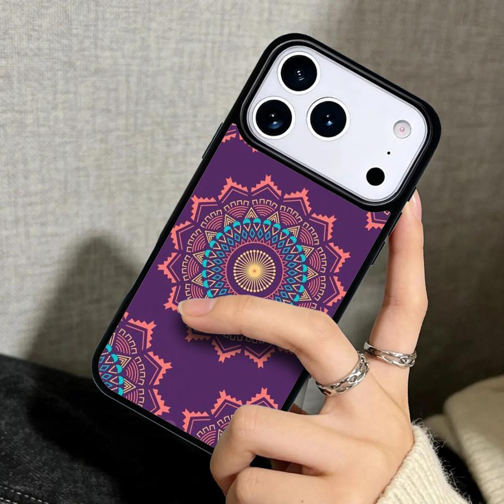 Capa Case for iPhone 17 Air 16 Pro Max 15 Plus 11 13 Mini 14 12 Back Phone Cover Indian Pattern Mandala