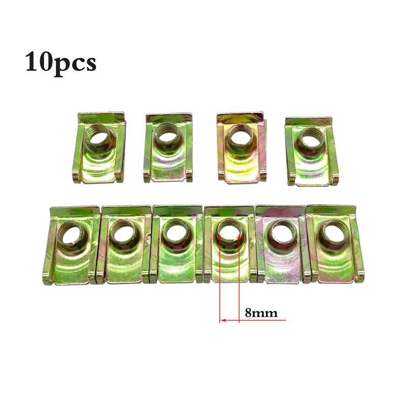 10 Pcs U-Type Car Clips Rivets M5 M6 M8 For Car Motor Tread Panel Spire Nut Fairing Clip Fastener Speed Metal Mounting Clamp