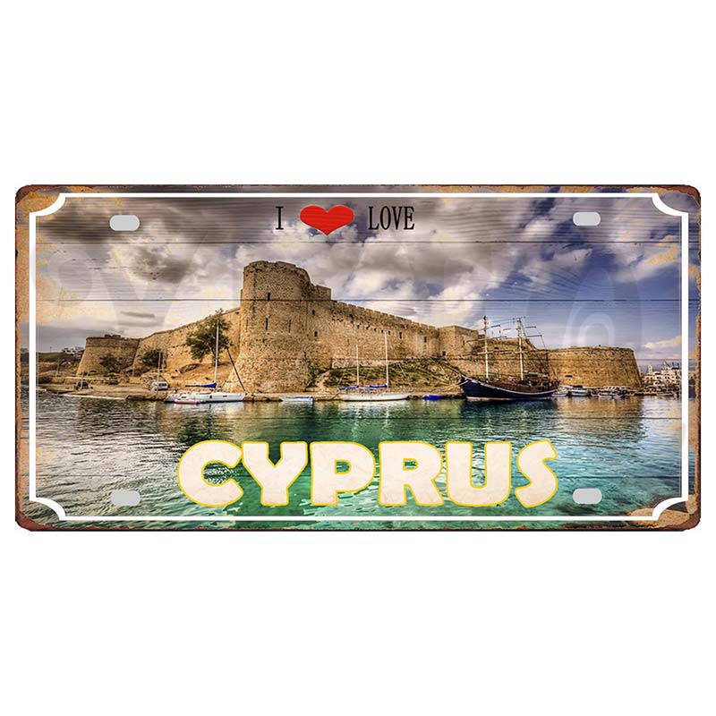 YZFQ30X15CM Zypern Stadt Reise Metallschild Dekorative Schilder Wand Kneipe Zuhause Kunst Restaurant Handwerk Dekor Vintage Poster DC-1588B 15x30cm(5.9x7.8inch)