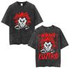 Anime Baki The Grappler Washed Tshirt Hanma Yujiro Gym Short Sleeve Tshirts Men Oversized Cotton Casual Tee Shirts Streetwear