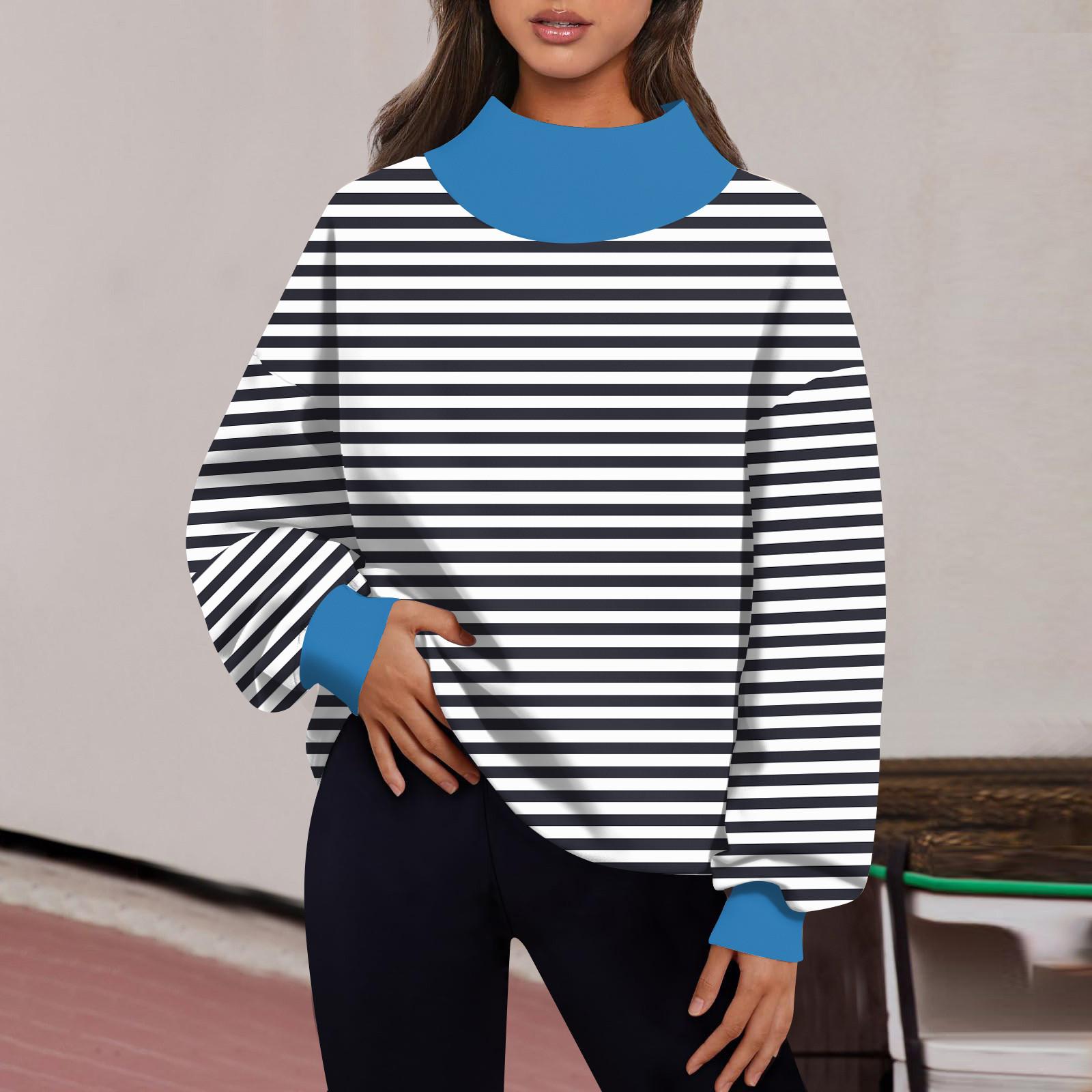 Женская мода сплошной цвет с длинным рукавом свободный разрез половина водолазка толстовка топ M чёрный 1799₽