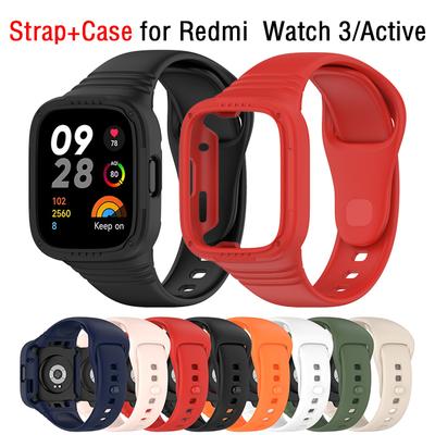 Silikonarmband mit Hülle für Redmi Watch 3 / Redmi Watch 3 Active Strap Ersatzarmband Schutzhülle