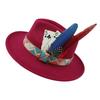 Men's Feathered Jazz Wool Panama Hat, European and American Style Wide-brimmed Party Hat, Fashion Accessory