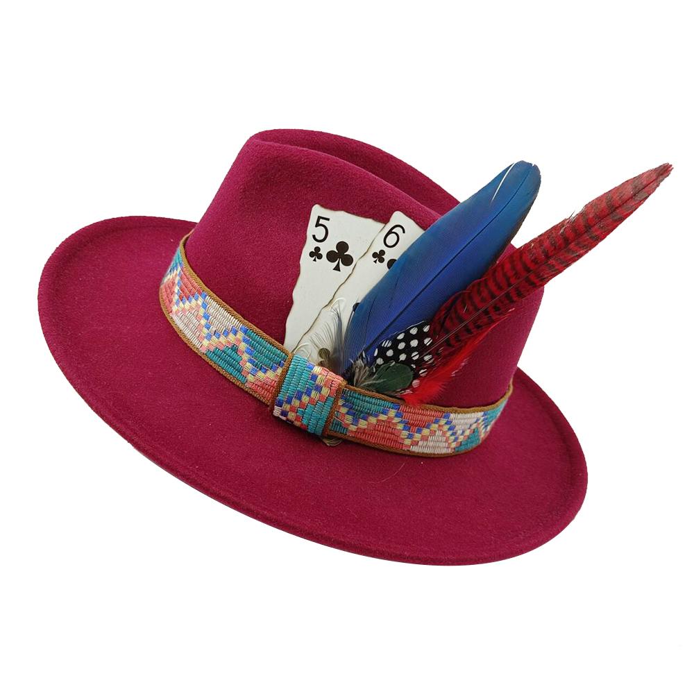 Men's Feathered Jazz Wool Panama Hat, European and American Style Wide-brimmed Party Hat, Fashion Accessory