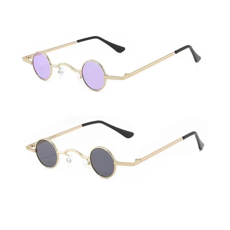 Small Round Glasses For Women Men Ultra Mini Metal Frame Anti-Reflective Hip Hop Punk Sun Glasses Men'S Glasses Fashion Sunglass