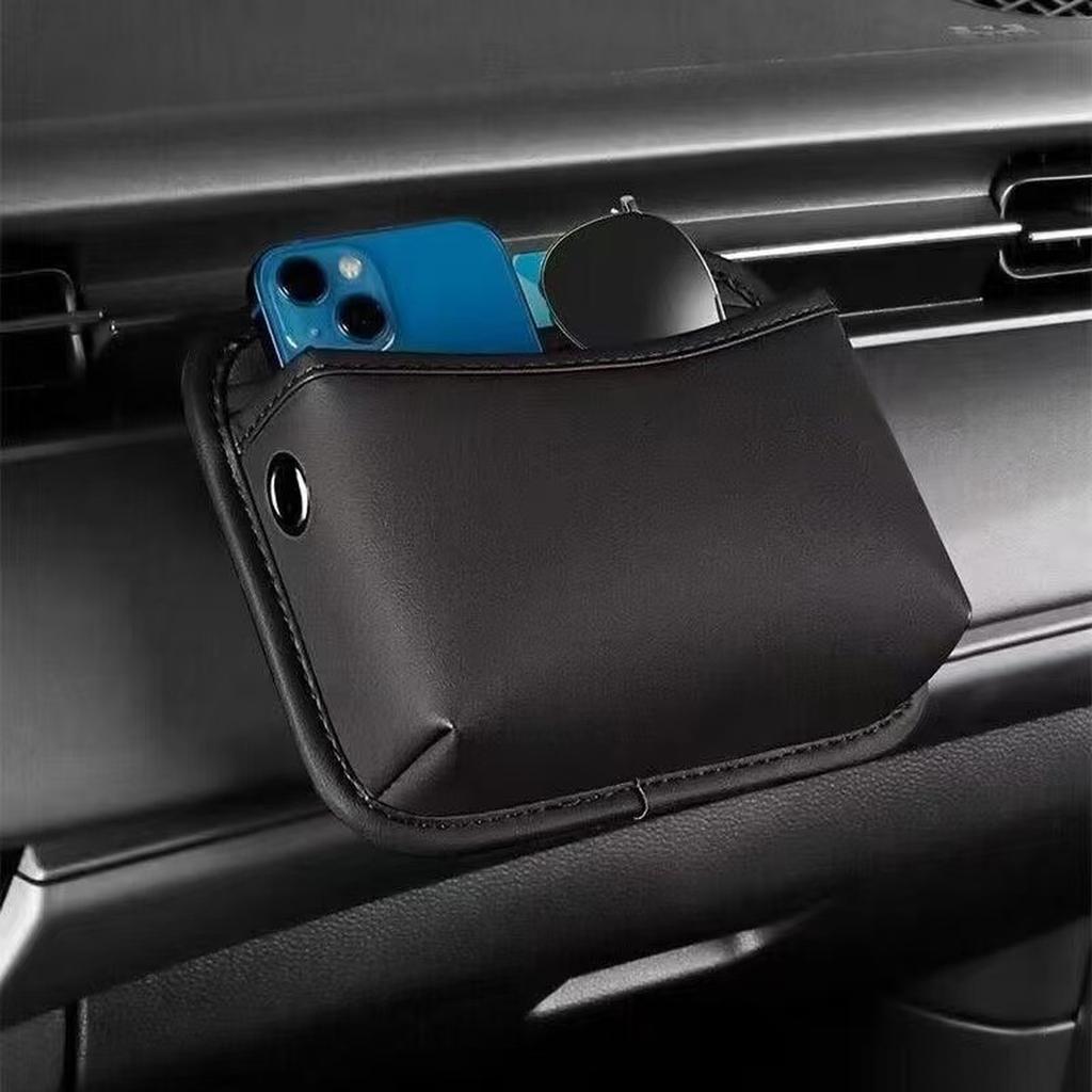 Car Seat Side Pocket Organizer , PU Leather Auto Door Console Storage Bag for Keys, Phone, Sunglasses