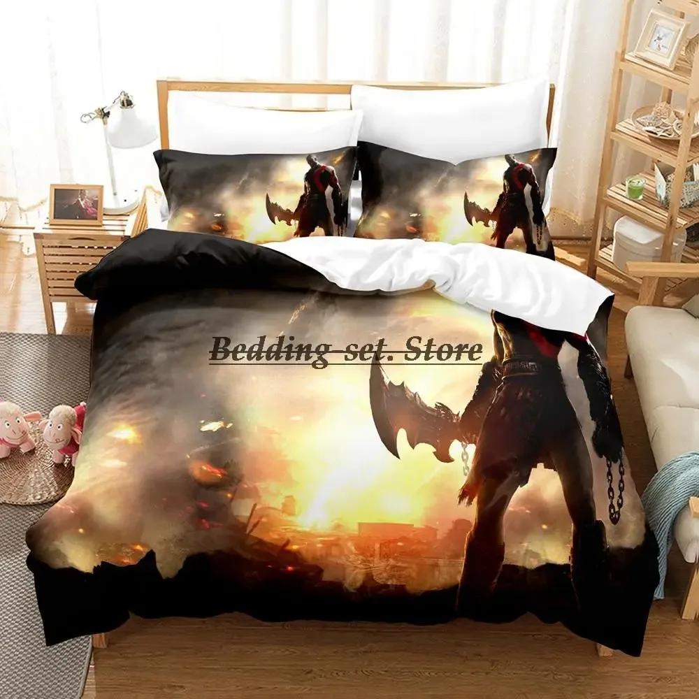 

2023 Кратос и Атрей Бог Войны Постельный набор Односпальный Полуторный Двуспальный Кинг-сайз Комплект постельного белья Взрослый Детский Спальня Комплекты пододеяльников Аниме 70x133cm 2pcs