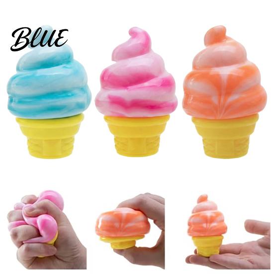 Stress Relief Toy Mini Ice Cream Cone Squeeze Cute TPR Fidget for Soft Reliever Kids Adults Slow-Rising Decompression Gadget Anxiety Boredom
