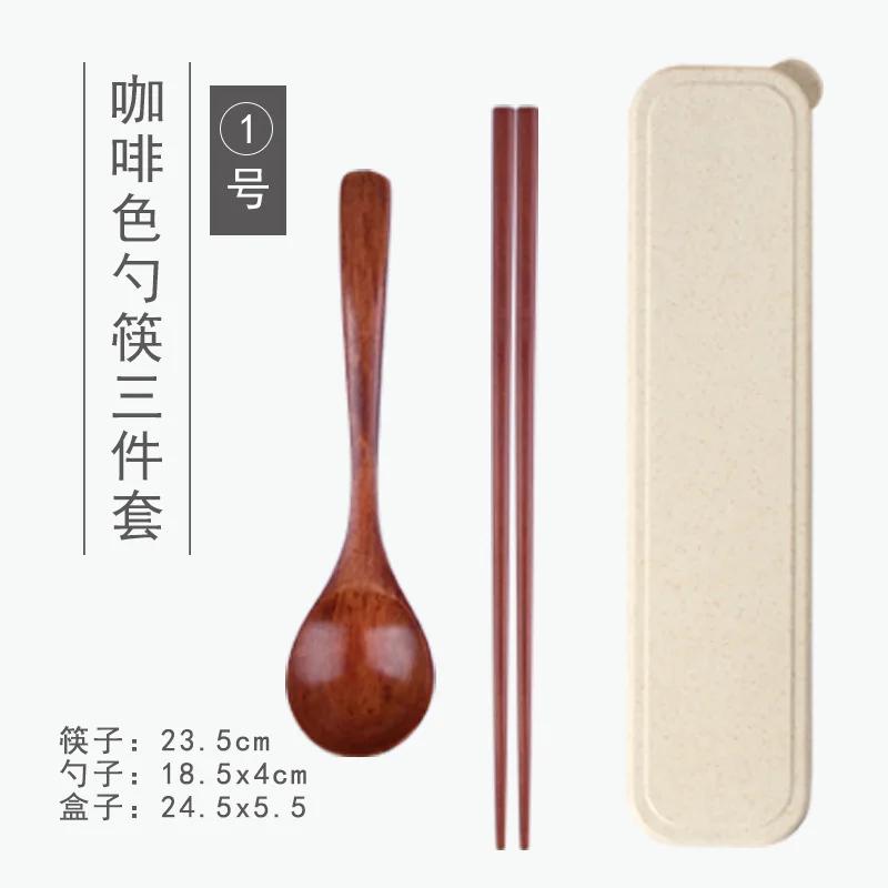 Natural Wooden Spoon & Fork Dinner Kit Rice Soups Utensil Cereal Handmade Home Tableware Dinnerware Cutlery For Kicthen