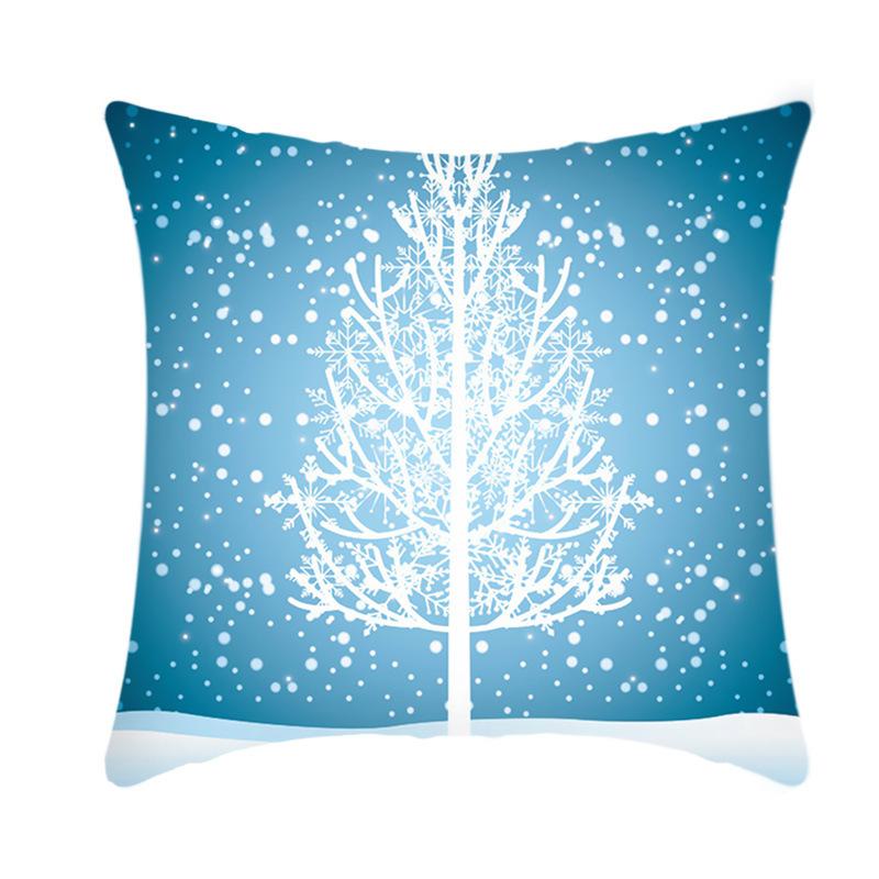Christmas Blue Ice Snow Deer Digital Printing Short Plush Pillow Covers For Car Sofa Office Cushion Cover Home Goods 60X60Cm