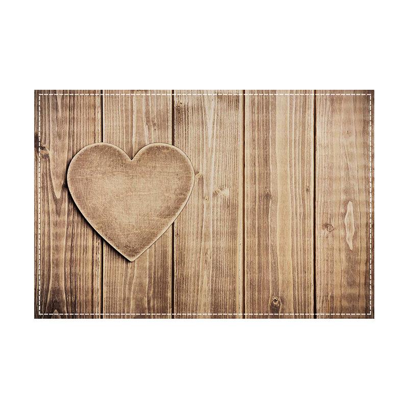 4 Piezas Mantel Individual Color Café Estampado de Corazones 30*45CM Lino Estacional Primavera Manteles de Mesa para Fiesta Cocina Boda Decoración de Comedor
