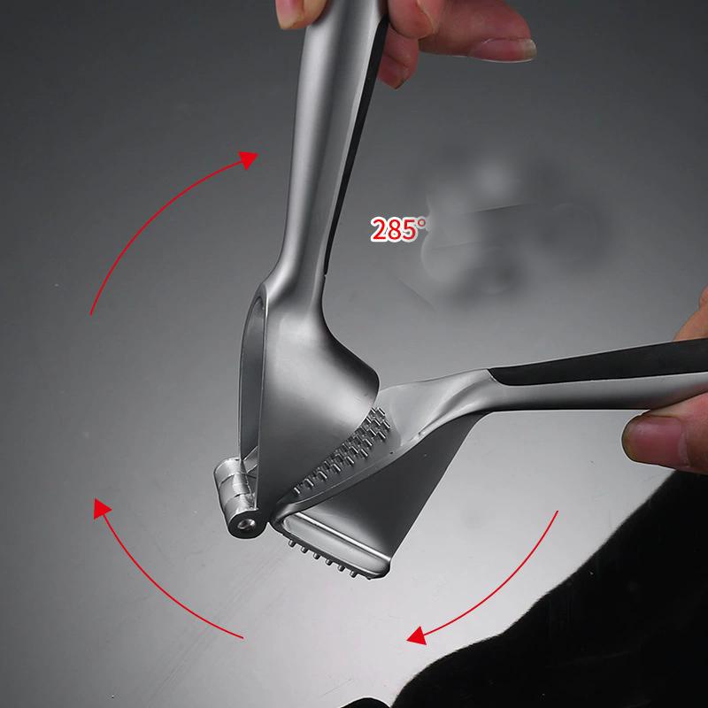 Zinc Alloy Creative Manual Garlic Press - Ergonomic Handle Garlic Mincer Peeler Non-Slip Easy Clean Home Kitchen Tool