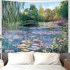 Monet Seerosen Wandteppich - Grüner Blumiger Pflanzen Kunst Poster Wandteppich für Schlafzimmer, Wohnzimmer, Studentenwohnheim Dekoration