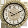 12-inch Imitation Woven Rattan Shell Roman Numeral Clock Face Retro Wall Clock European and American Retro Fashion Wall Clock Quartz Clock