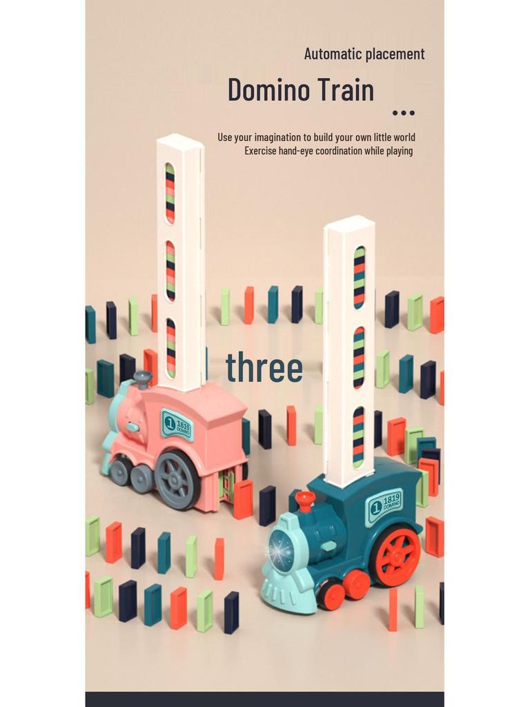 Electric Domino Train Toy with Sound & Light for Educational Play