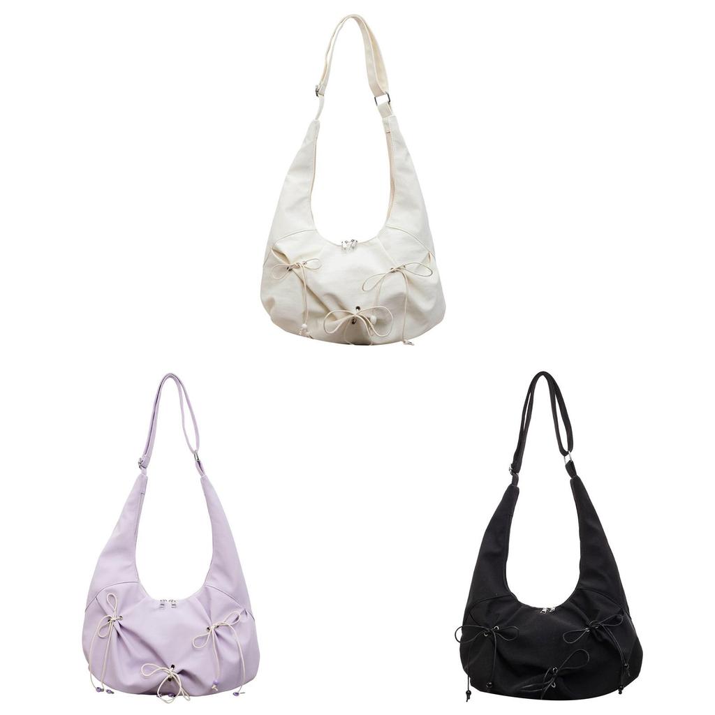 Simple Chic Bow Waterdrop Shape Shoulder Bag With Polyester Material For Casual Outings