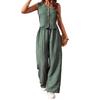 Women's Summer Two Piece Outfit Sleeveless V Neck Button Down Vest High Waist Wide Leg Pants Set Casual Office Lady Suit