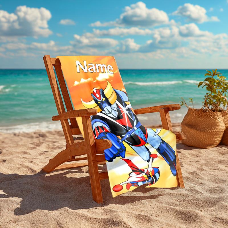 Personalized customized proof beach towel with UFO Robo Grendizer pattern - soft, absorbent,quick-drying,perfect swimming,camping&bathing