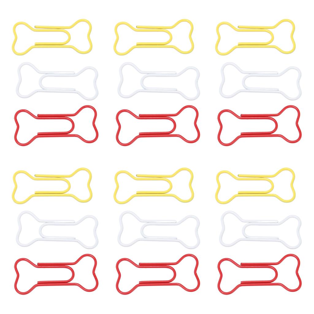 100pcs Bone Shape Paper Clips Rustproof Plating Process Increased Slip Resistance Cute Metallic Paper Clips for Office