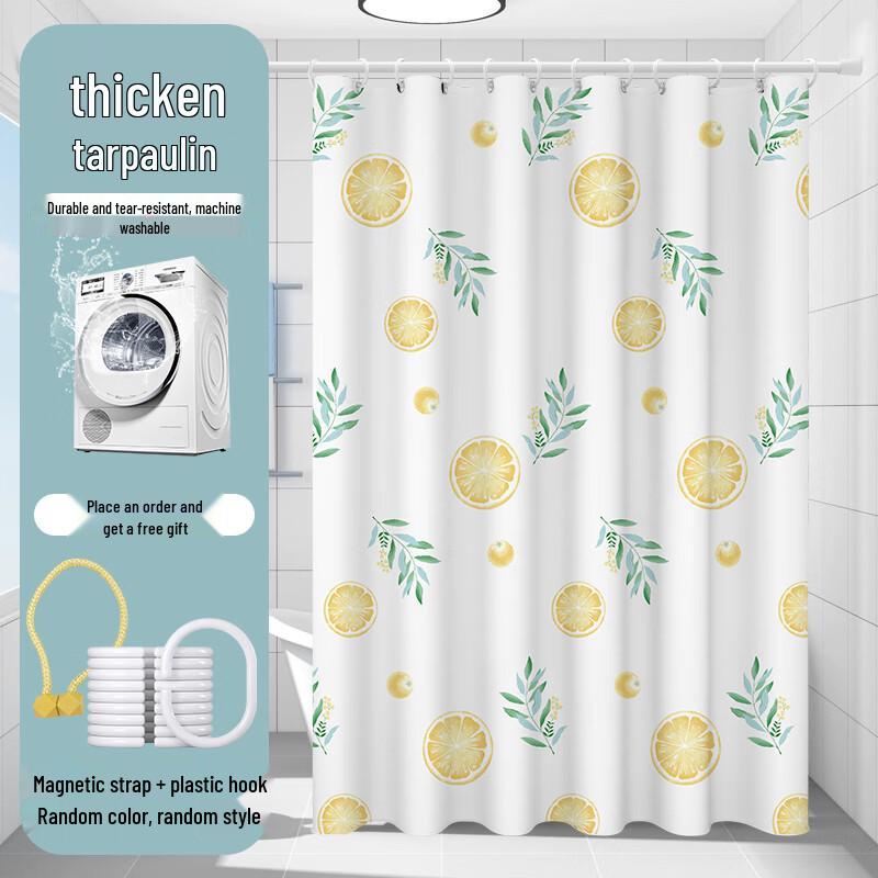 

Handun No-Drill Waterproof Lemon Shower Curtain