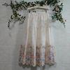 Japanese Mori Girl Spring Summer Women Floral Skirt High Waist Delicate Flowers Embroidery Skirt Contrast Color Elegant Feminine Chic Cotton Skirt