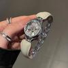 Luxury Rotating Flower Women Watch Leather Splicing Metal Strap Round Dial Fashion Elegant Ladies Quartz Dress Wristwatch Gift