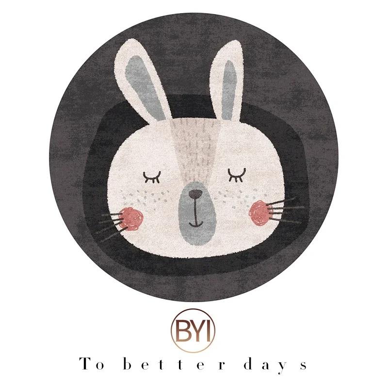 

Cute Round Rug Kids Rooms Carpets Bedroom Cartoon Decoration Bedside Rugs Living Room Carpet Study Non-slip Chair Floor Mat Diameter 80cm