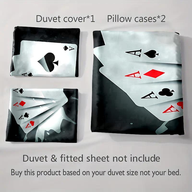 Playing cards design. Bedding Duvet cover sets Duvet covers Pillowcases gifts (1 * Duvet Cover 2 * Pillowcases, without duvet insert)