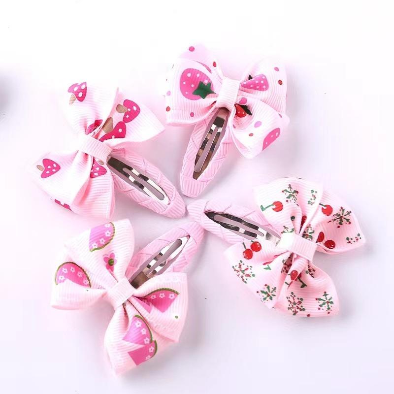 2Pcs Princess Print Bow Girls Hairpins Children Headwear Hairgrip Hair Clips Barrettes Hair Accessories