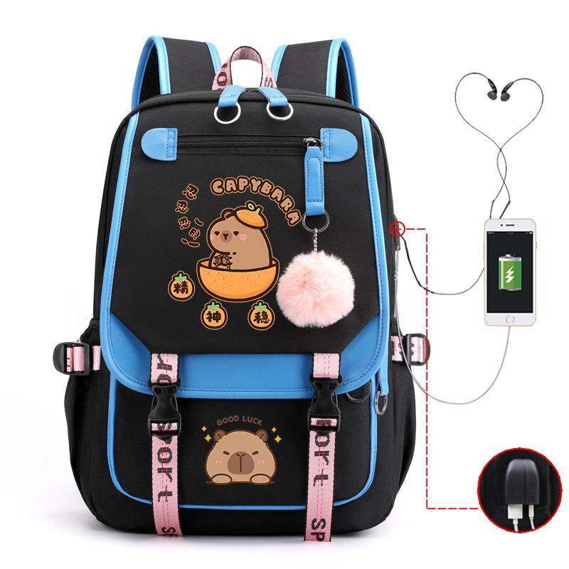 Campus Universal School Bag Kapibara Personality Trend USB Multifunctional Backpack Student New