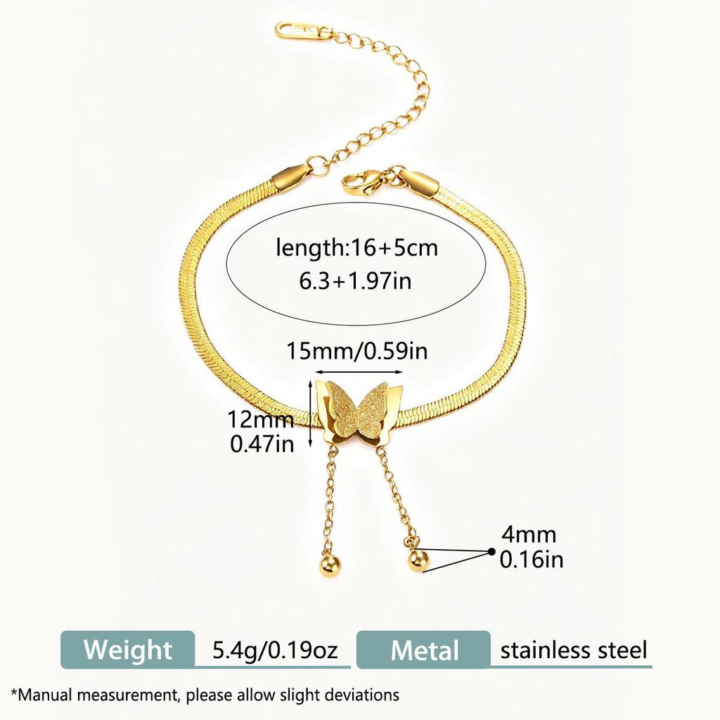 Stylish Stainless Steel Butterfly Necklace & Bracelet Set - Trendy High-End Women's Jewelry