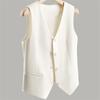 Gilet Cappotto da Donna Primavera Autunno di Alta Gamma Senza Maniche Giacca Gilet Suit da Donna Temperamento Moda Lady Blazer Clip a Cavallo