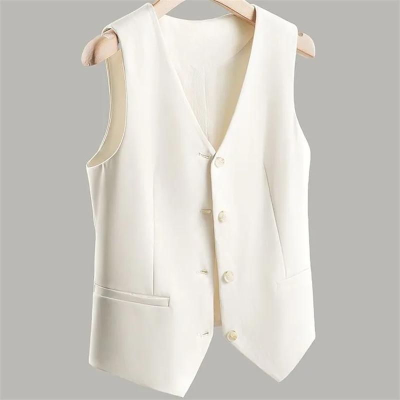 Gilet Cappotto da Donna Primavera Autunno di Alta Gamma Senza Maniche Giacca Gilet Suit da Donna Temperamento Moda Lady Blazer Clip a Cavallo