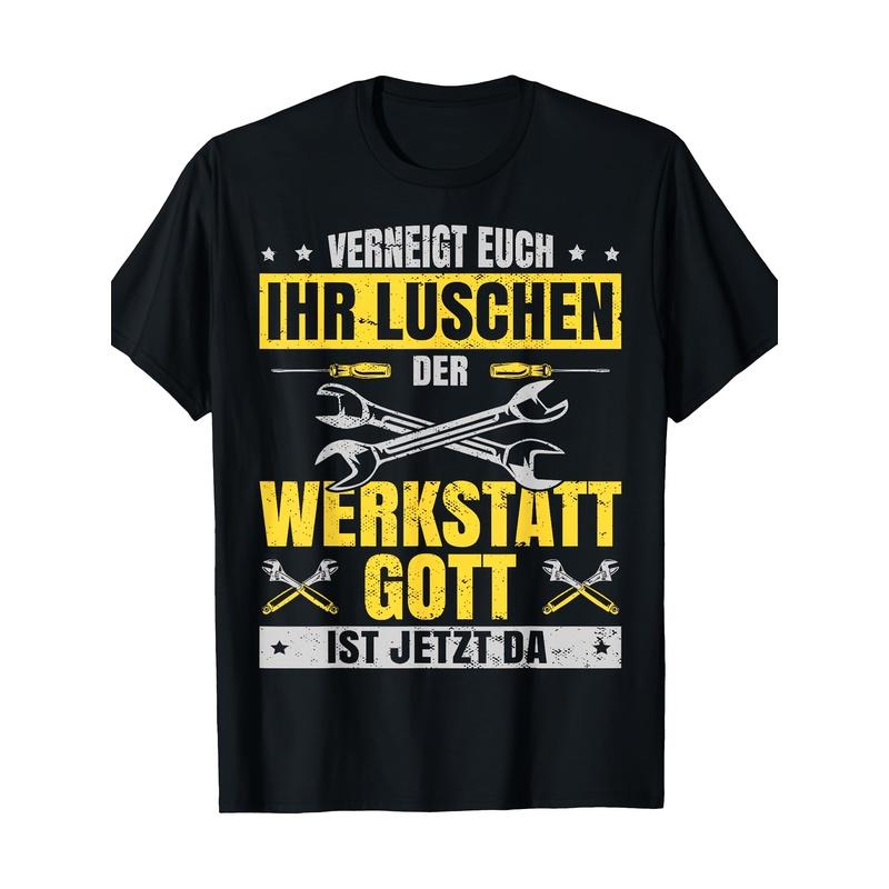 Unisex Automotive Mechanic Graphic T-Shirt - Heavy Machinery Design with Wrenches - Black Workwear Tee for Car Mechanics, DIY Enthusiasts -