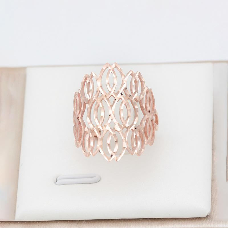 Фиолетовое Золото Полое Автомобильное Цветочное Кольцо Элегантное Темпераментное Розовое Золото Покрытое Ромбовое Кольцо Бижутерия opening adjustable