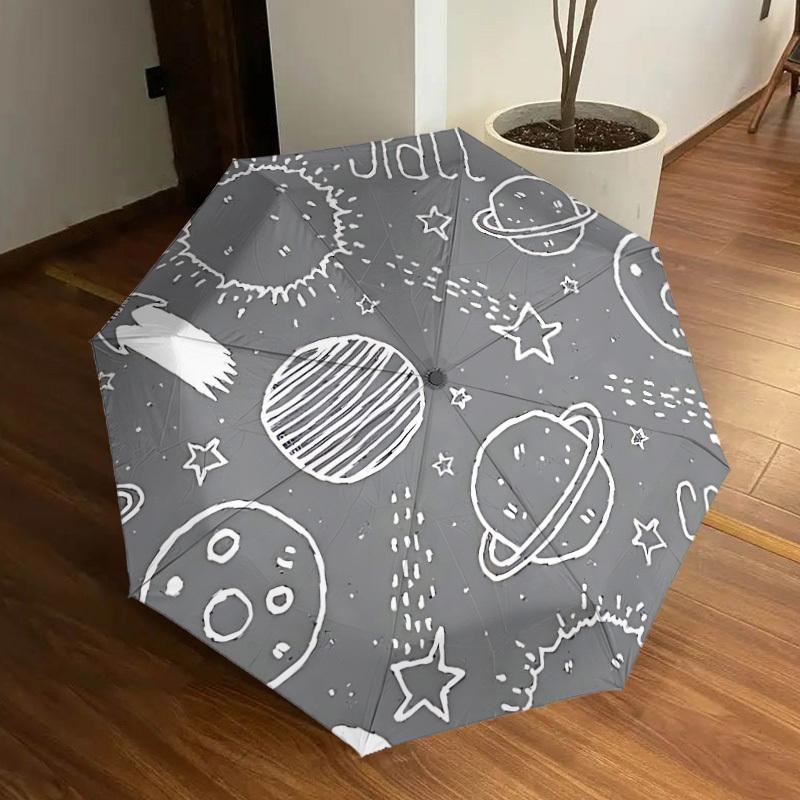 1pc Space Doodles Automatic Folding Umbrella, Casual Outdoor Accessory, Birthday Festival Gift yy251126115