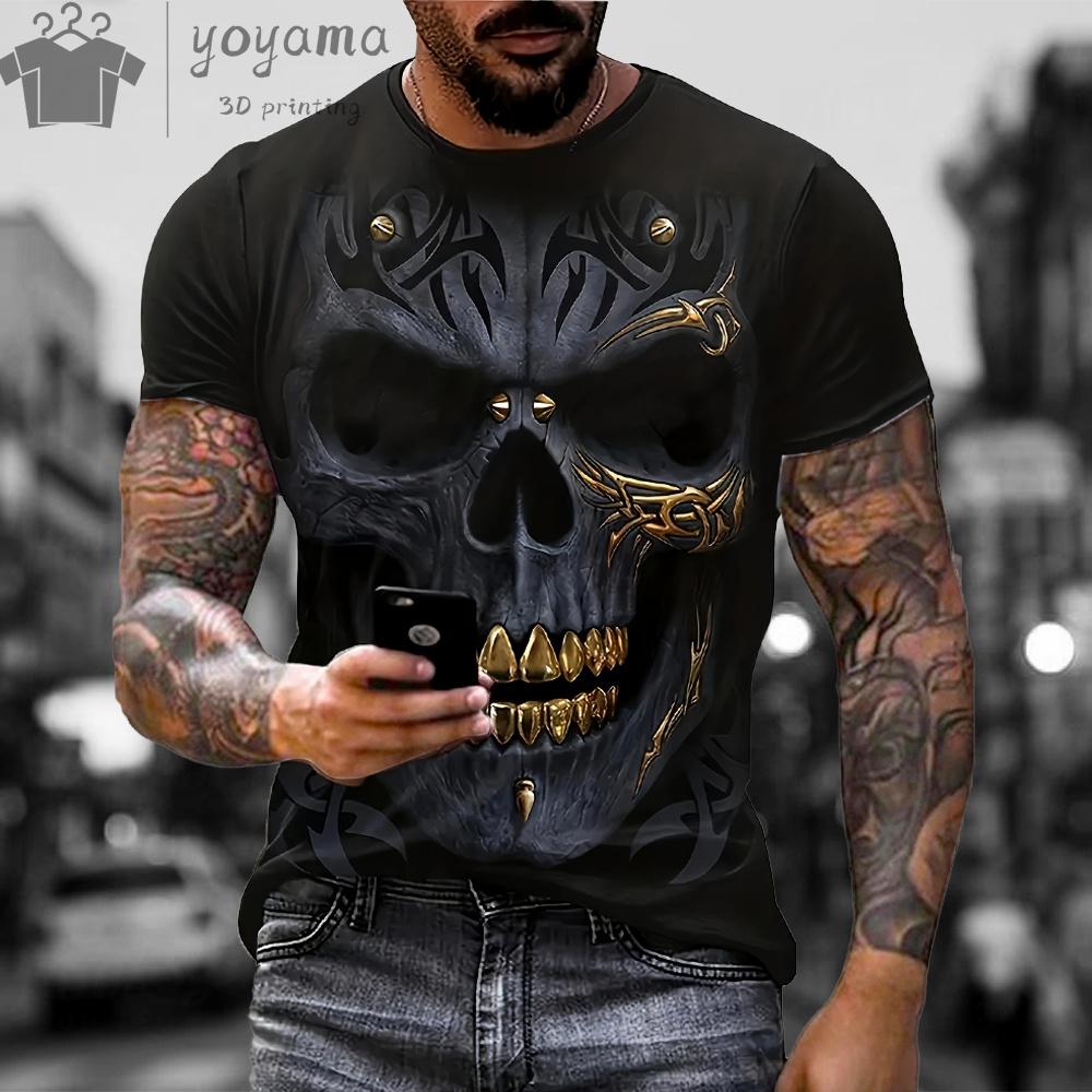 Summer Short Sleeve Tee Unisex T Shirts High Quality Short Sleeve Tee Tee Shirt Unisex Clothes Skull Print Clothes Unisex Funny T-shirt
