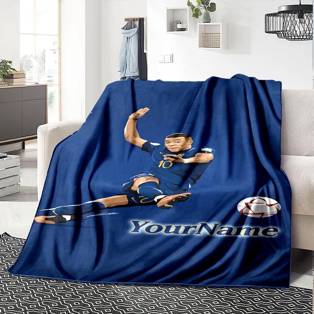 Mbappe Personalized Text Blanket Multi-purpose Customizable Blanket Soft & Cozy Perfect for Home Decor Picnics Seaside Bedding for All Occasions