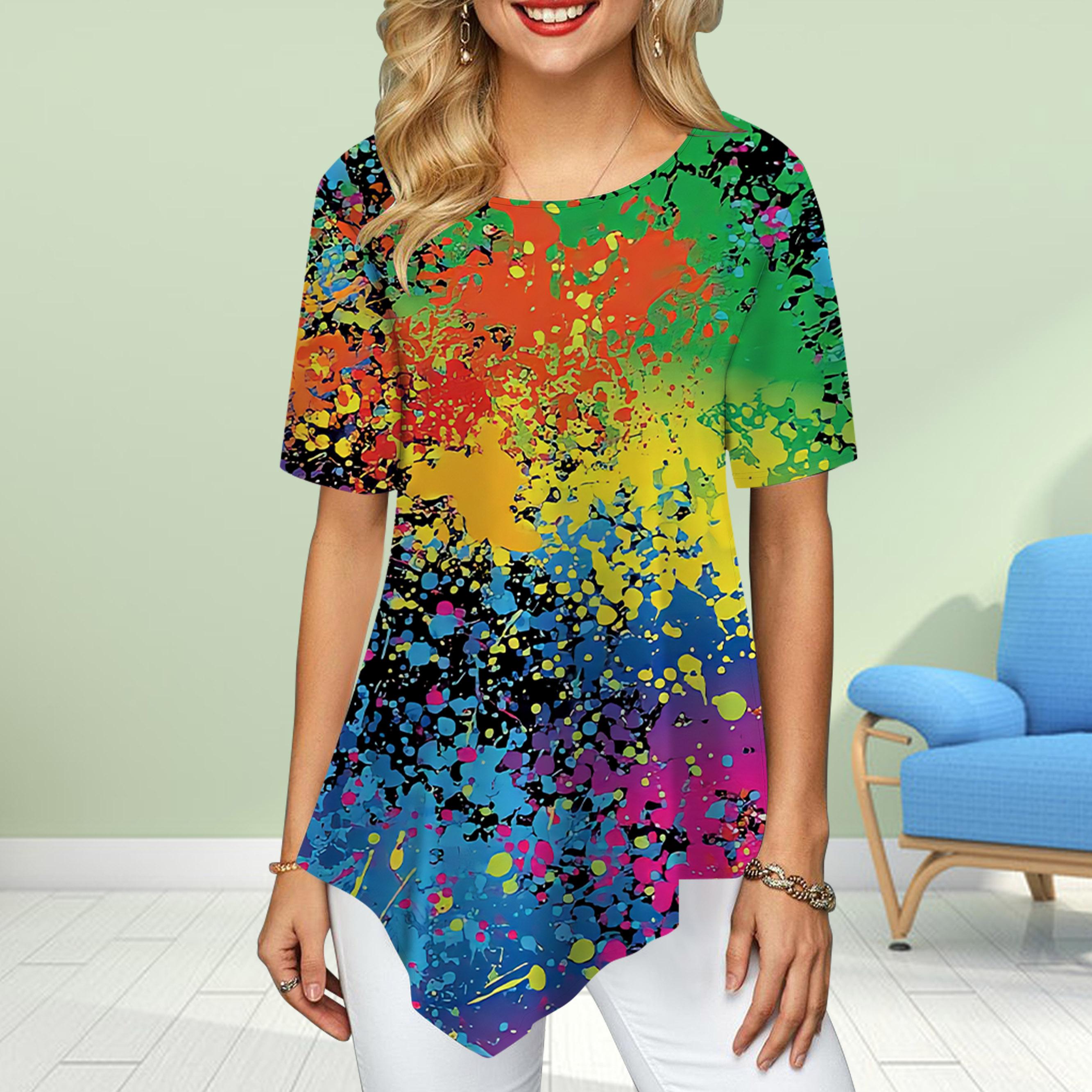 

Женские футболки больших размеров с цветочным принтом в стиле тай-дай, свободные повседневные топы, женская нестандартная летняя одежда 8XL разноцветный