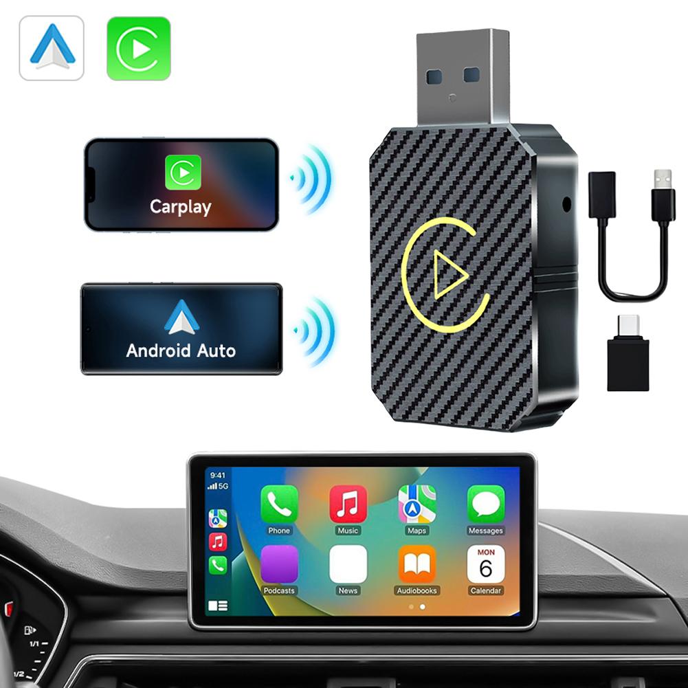 Wired To Wireless Carplay & Android Auto 2 in 1 Dongle Bluetooth-Compatible 5.0 WiFi for Factory Wired Carplay Android Auto Cars