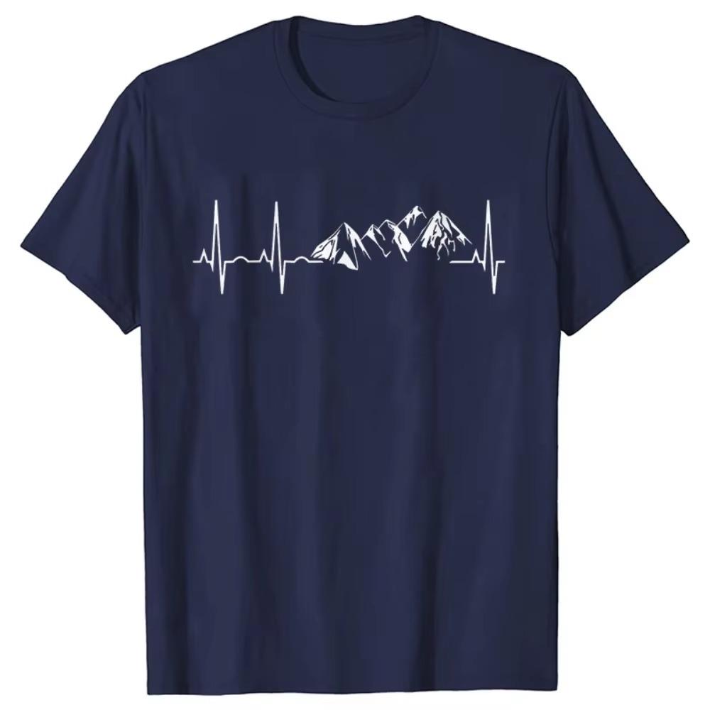 Ανδρικά ρούχα καινοτομία T-shirt Mountain Heartbeat Pulse Line T-shirt Climbing Hiking Graphic Tees Κοντομάνικο μπλουζάκι για την Ημέρα του Πατέρα