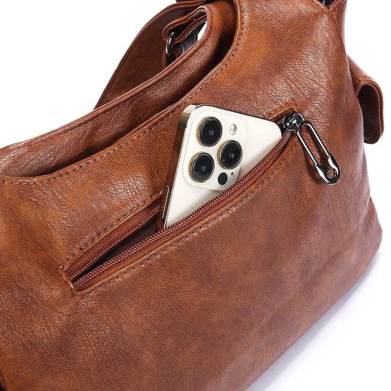 Vintage Kunstleder Umhängetasche mit mehreren Taschen Damen Handtasche Lässig Klassisches Design