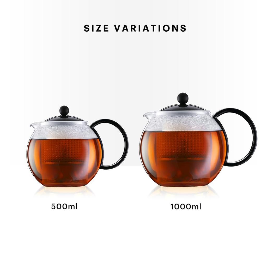 BODUM ASSAM Tea Press with Plastic Filter and Plastic Handle, 1L, Black [Authentic] 1844-01