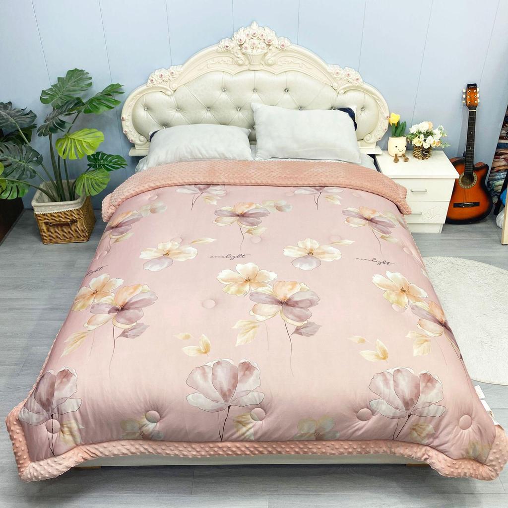 Cozy Winter French Knitted Cotton Blanket - Machine Washable, Warm, Skin-Friendly, Thickened Fleece Quilt