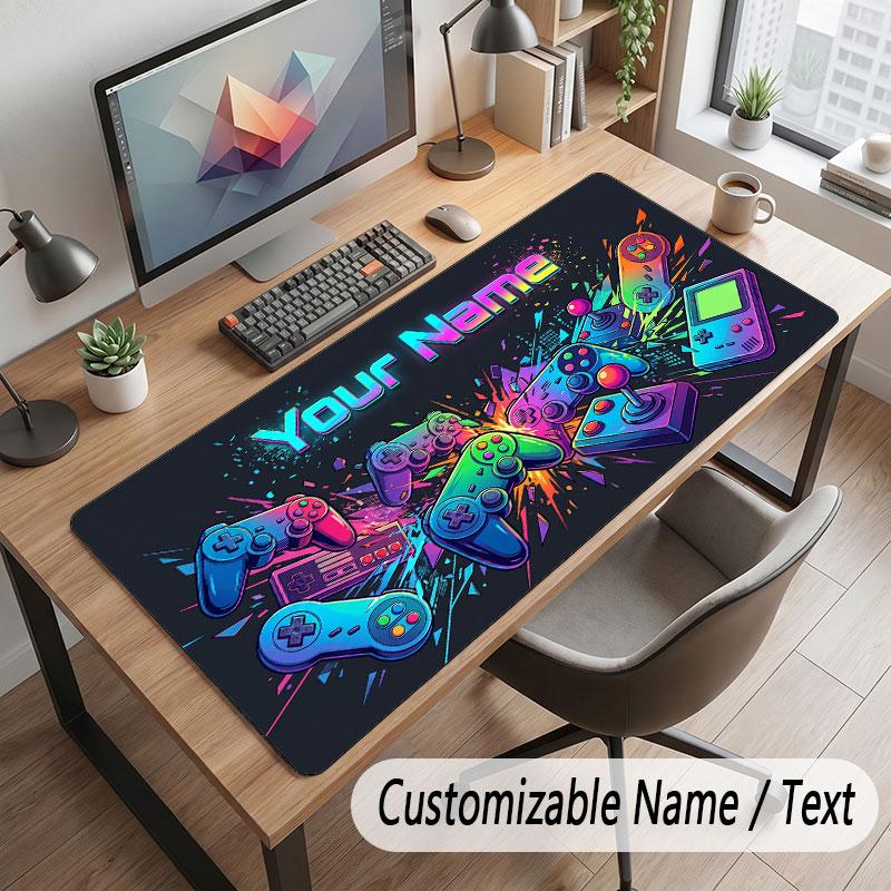 Game Controller Theme Customized Mouse Pad Personalized Print Name Text Desk Mat For Home Office Table Decor