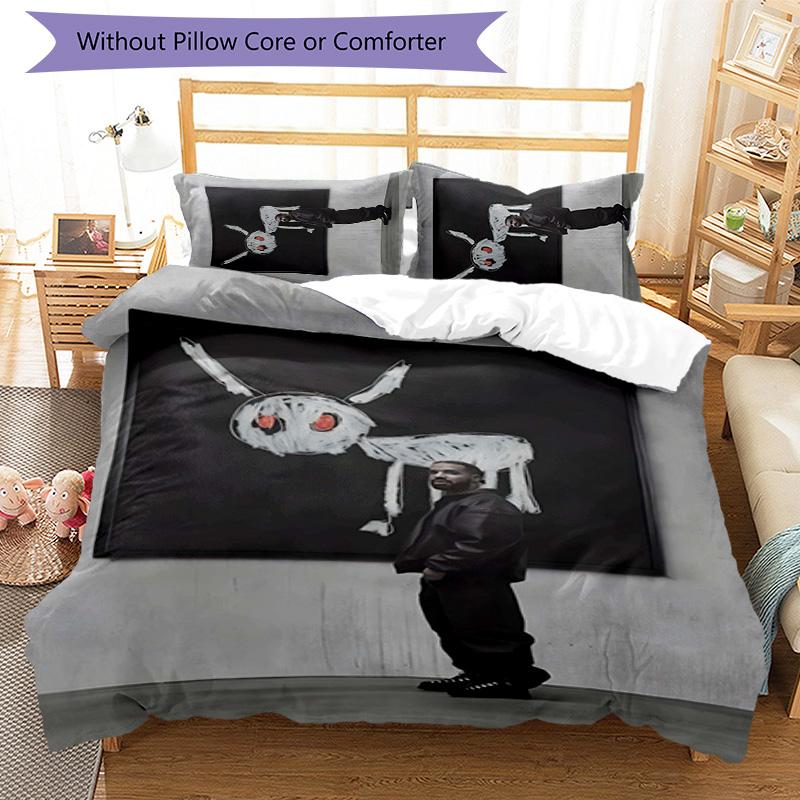 Drake 3pcs Bedding Set Duvet Cover Closure Includes 1 Duvet Cover & 2 Pillowcases for All Seasons Bedroom Home Dorm Decor